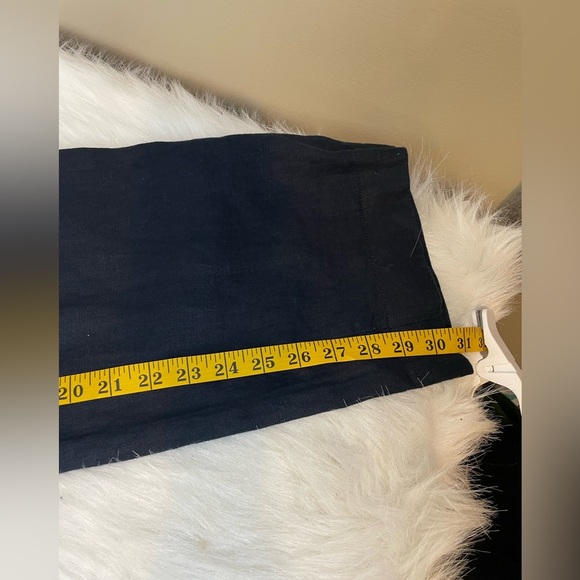 Talbots all linen wide leg Navy Pants - Picture 10 of 11